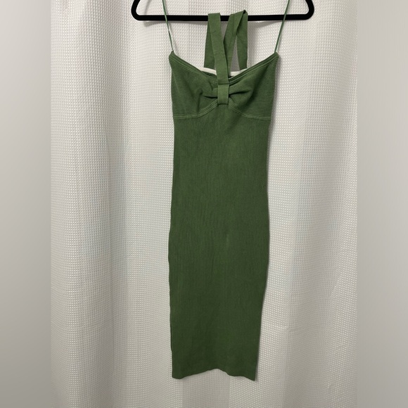 Green Ribbed Bodycon Dress - Picture 5 of 7